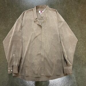 Vintage City Streets Tan and Brown Size XL Button Up Blouse